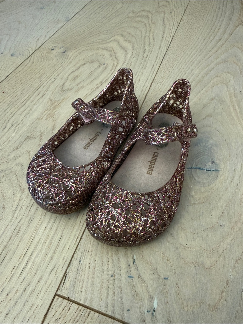 Mini melissa size 7 Mary Jane Ballet Flats - Rose Gold